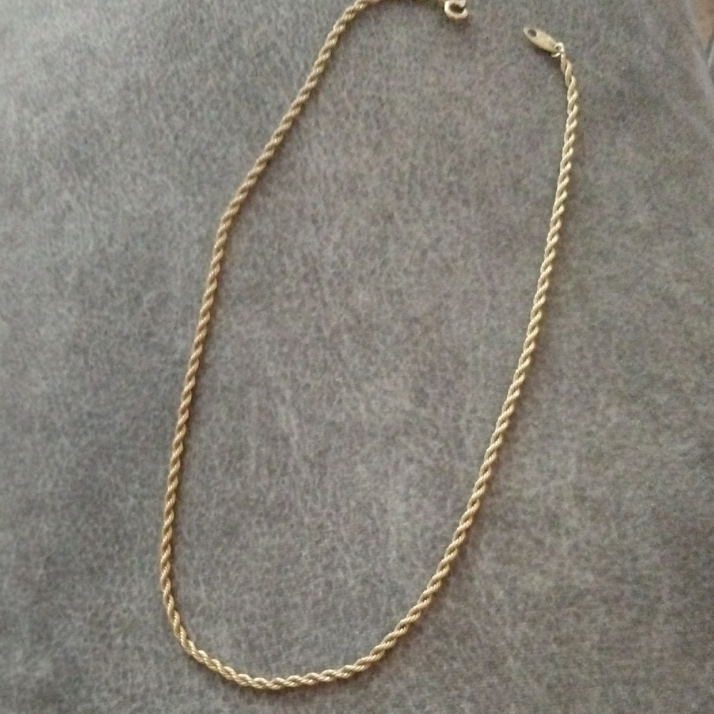 Trifari TM Gold Twisted Rope Necklace